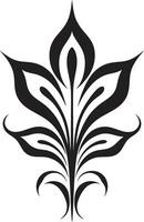 künstlerisch Blumen- Design stilvoll Kennzeichen schick blühen Kennzeichen schwarz emblematisch Detail vektor