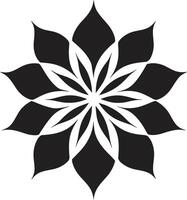 minimalistisk kronblad intryck emblem detalj botanisk charm svartvit mark vektor