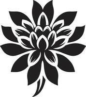 minimalistisk kronblad emblem ikoniska detalj elegant blomma ikon svartvit emblem detalj vektor