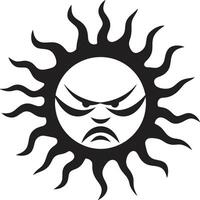 verfinstert Wut wütend Sonne im bilden lodernd Aufschrei wütend Sonnen schwarz vektor