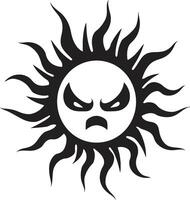 zügellos Solar- Fackel wütend Sonne Emblem versengt Wut schwarz von wütend Sonne vektor