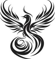 uthållig brand vingar fågel Fenix strålglans svart ic emblem vektor