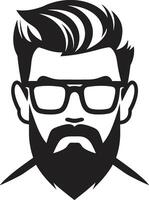 charmant Schnurrbart Karikatur Hipster Mann Gesicht schwarz eklektisch Eleganz schwarz von Karikatur Hipster Mann Gesicht vektor