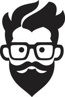 konstnärlig fusion hipster man ansikte tecknad serie i svart retro dapper tecknad serie hipster man ansikte svart vektor