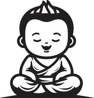 gudomlig kiddo svart unge buddha bebis blomma buddha silhuett vektor