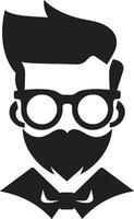 eklektisch Raffinesse Hipster Mann Gesicht Karikatur im schwarz Jahrgang cool Karikatur Hipster Mann Gesicht schwarz vektor