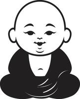Gelassenheit Sämling Karikatur Buddha Emblem Chibi Zen Zephyr schwarz Buddha vektor