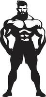 biegen Verschmelzung Karikatur Karikatur Bodybuilder im schwarz mächtig Persona schwarz von Karikatur Bodybuilder vektor