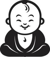 Chibi Zen Segen Karikatur Buddha harmonisch Mini Mönch Buddha vektor