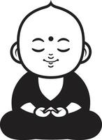 Buddha Glückseligkeit schwarz heiter Emblem Zen Zenit Karikatur Buddha vektor