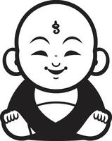 fredlig parvel zen tecknad serie emblem buddha blomma buddha silhuett vektor
