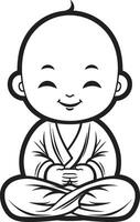 winzig Zen Salbei Emblem Buddha Baby schwarz vektor