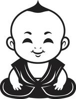 chibi lugn tecknad serie zen buddha salighet unge buddha vektor