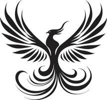 flammande fågel Fenix symbol svart ic fågel Fenix pånyttfödd symbolisk vektor