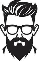 Jahrgang Stimmung schwarz von Karikatur Hipster Mann Gesicht künstlerisch Bärte Hipster Mann Gesicht Karikatur im schwarz vektor