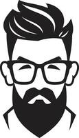 kreativ städtisch schick Karikatur Hipster Mann Gesicht schwarz retro minimalistisch Raffinesse schwarz von Karikatur Hipster Mann Gesicht vektor