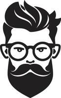 schick Schnurrhaare schwarz von Karikatur Hipster Mann Gesicht kreativ Verschmelzung Hipster Mann Gesicht Karikatur im schwarz vektor