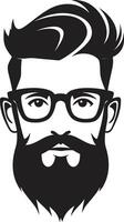 wunderlich Raffinesse schwarz von Karikatur Hipster Mann Gesicht elegant Minimalismus Hipster Mann Gesicht Karikatur im schwarz vektor