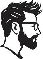 modisch Boho Karikatur Hipster Mann Gesicht schwarz städtisch retro Wiederbelebung schwarz von Karikatur Hipster Mann Gesicht vektor