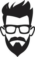 städtisch künstlerisch Verschmelzung schwarz von Karikatur Hipster Mann Gesicht schick minimalistisch Stimmung Hipster Mann Gesicht Karikatur im schwarz vektor