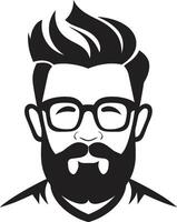 schick Kunst Hipster Mann Gesicht Karikatur im schwarz Jahrgang modern Verschmelzung Karikatur Hipster Mann Gesicht schwarz vektor