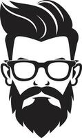 städtisch retro Verschmelzung Karikatur Hipster Mann Gesicht schwarz Jahrgang minimalistisch Twist schwarz von Karikatur Hipster Mann Gesicht vektor