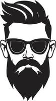 kreativ Verschmelzung Hipster Mann Gesicht Karikatur im schwarz Jahrgang Kunst Karikatur Hipster Mann Gesicht schwarz vektor
