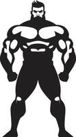 Champion biegen Verschmelzung Karikatur Bodybuilder im schwarz Comic Leistung Einschlag schwarz von Karikatur Bodybuilder im vektor