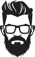 künstlerisch Bärte Hipster Mann Gesicht Karikatur im schwarz zeitgenössisch cool Karikatur Hipster Mann Gesicht schwarz vektor