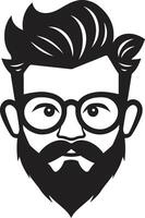 städtisch retro Verschmelzung Karikatur Hipster Mann Gesicht schwarz Jahrgang minimalistisch Twist schwarz von Karikatur Hipster Mann Gesicht vektor