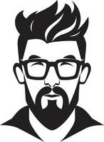 retro chic stadsbor tecknad serie hipster man ansikte svart trendig konstnärlig fusion svart av tecknad serie hipster man ansikte vektor