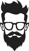 stilvoll Silhouette Hipster Mann Gesicht Karikatur im schwarz Bohemien Stimmung Karikatur Hipster Mann Gesicht schwarz vektor