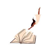 kvinna läsning en bok. läsa Mer bok begrepp. litteratur fläktar eller älskare. vektor