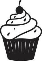 gebacken Freude Cupcake im schwarz göttlich Konfekt schwarz Cupcake vektor
