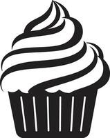 zuckerhaltig Freude Cupcake im schwarz lecker Leckereien schwarz Cupcake vektor