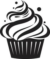 zuckerhaltig Versuchung Cupcake im schwarz lecker Delikatesse schwarz Cupcake vektor