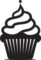 Gourmet Glückseligkeit schwarz Cupcake zuckerhaltig Schaffung schwarz Cupcake vektor