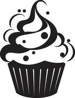göttlich Konfekt schwarz Cupcake lecker gefertigt schwarz Cupcake vektor