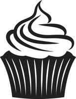 dekadent Freude Cupcake im schwarz gefrostet Eleganz schwarz Cupcake vektor