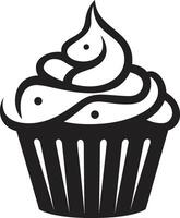 gefrostet Eleganz schwarz Cupcake ausgepeitscht Glückseligkeit schwarz Cupcake vektor