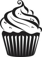 Bäckerei Glückseligkeit schwarz Cupcake Gourmet Versuchung schwarz Cupcake vektor