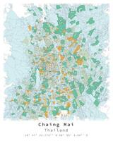 Chaing Mai, Thailand, Stadt Zentrum, Stadt Detail Straßen Straßen Farbe Karte, Element Vorlage Bild vektor