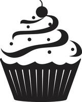 köstlich Freude Cupcake im schwarz Bäckerei Glückseligkeit schwarz Cupcake vektor