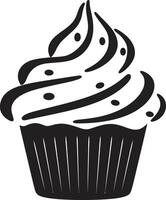 zuckerhaltig Freude Cupcake schwarz lecker Leckereien schwarz Cupcake vektor