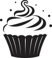 Zucker eilen Eleganz Cupcake schwarz ausgepeitscht Glückseligkeit Charme schwarz Cupcake vektor