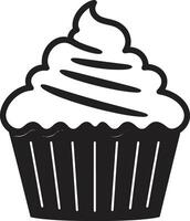Süss behandeln Meisterschaft schwarz Cupcake aromatisch Freuden Cupcake schwarz vektor