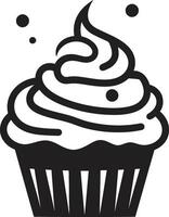 zuckerhaltig Freude Cupcake im schwarz lecker Leckereien schwarz Cupcake vektor