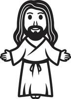 mild nåd tecknad serie Jesus barmhärtig räddare söt Jesus i svart vektor