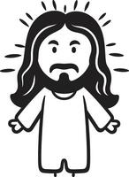 helig medkänsla tecknad serie Jesus mild räddare svart Jesus vektor