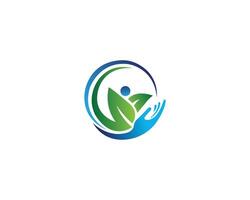 Gesundheit Pflege Logo Design mit Grün Blatt Konzept Vorlage. vektor